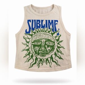 Sublime Sun Graphic Crop Tank Youth Large Cream Cotton Indie Grunge